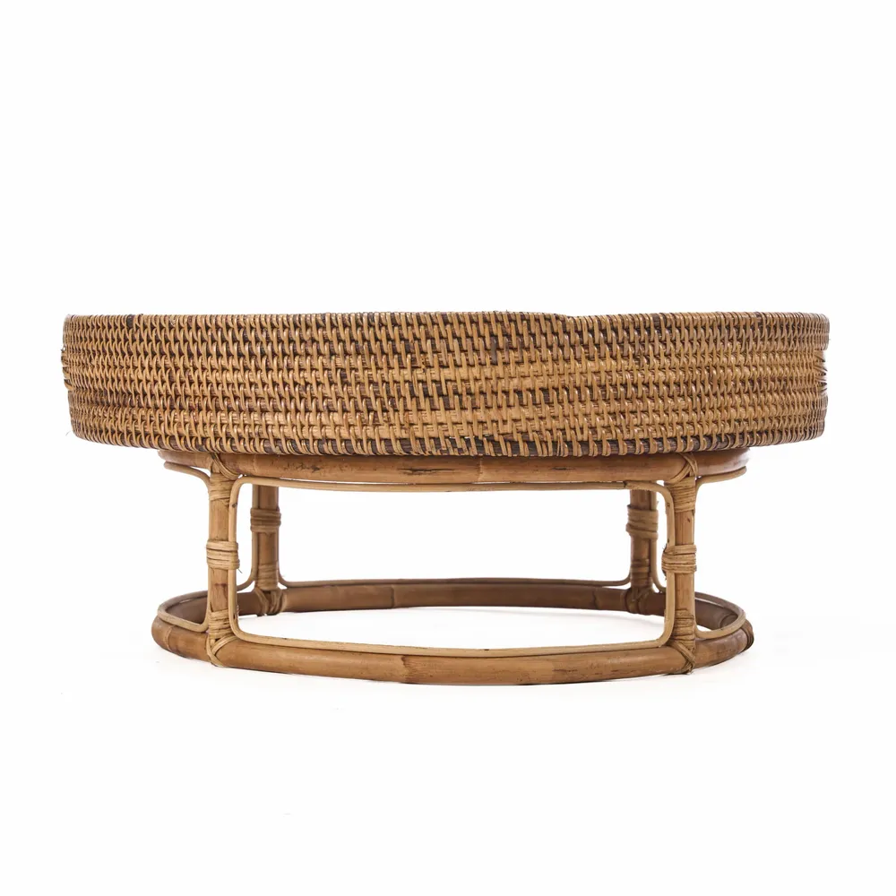 Platter and bowls - The Rattan Rise Tray - Natural Brown - BAZAR BIZAR LIVING