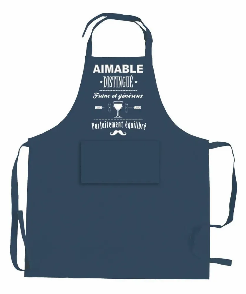 Tabliers de cuisine - Tablier de cuisine Aimable et distingué recyclé Indigo 72 x 90 - MAISON VIVARAISE - SDE VIVARAISE WINKLER
