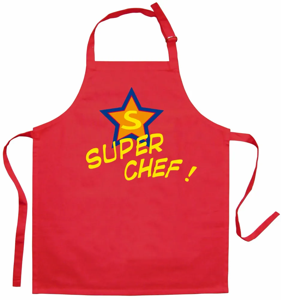 Tabliers de cuisine - Tablier de cuisine enfant Super Chef recyclé Rouge 52 x 63 - MAISON VIVARAISE - SDE VIVARAISE WINKLER