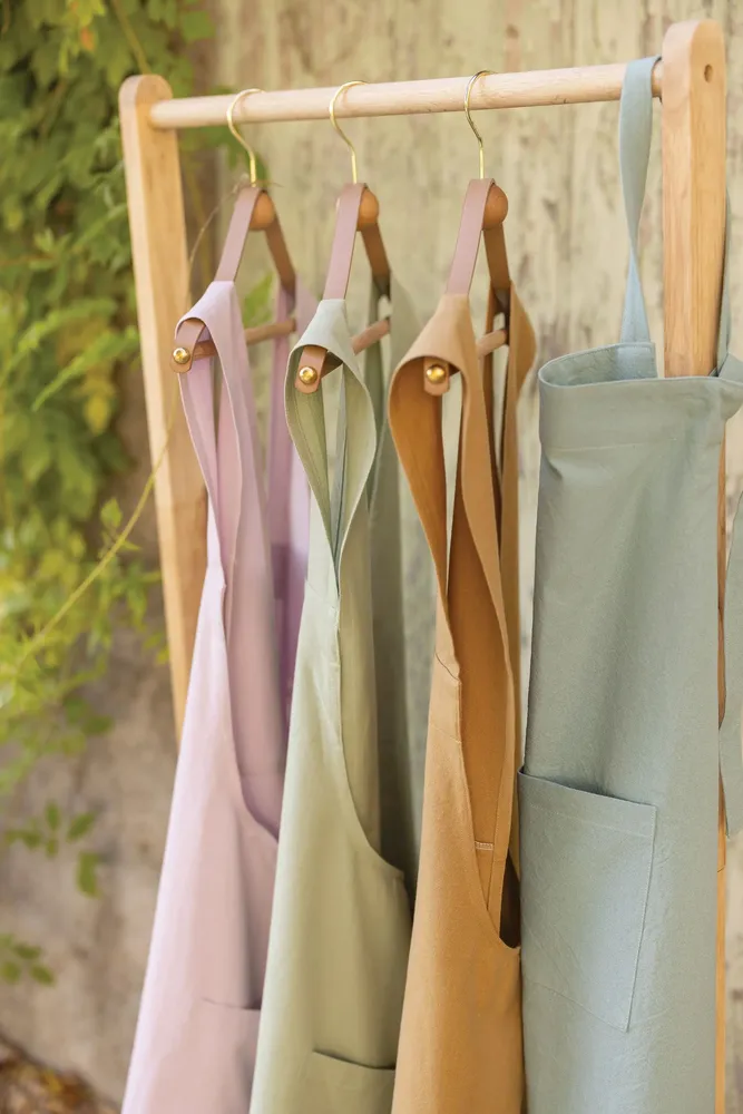 Aprons - Recycled Japanese kitchen apron Haru Amande 78 X 100 - MAISON VIVARAISE - SDE VIVARAISE WINKLER