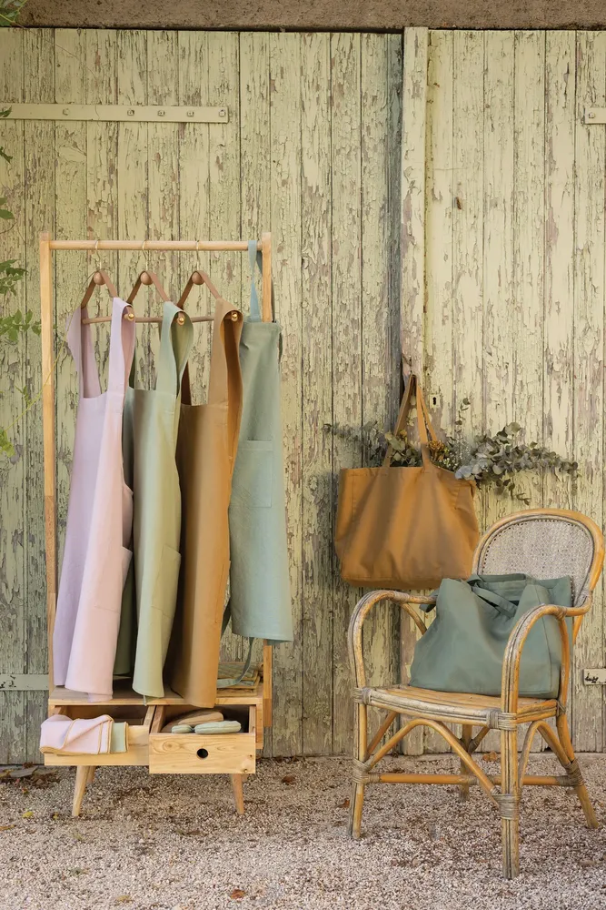 Aprons - Recycled Japanese kitchen apron Haru Parme 78 X 100 - MAISON VIVARAISE - SDE VIVARAISE WINKLER