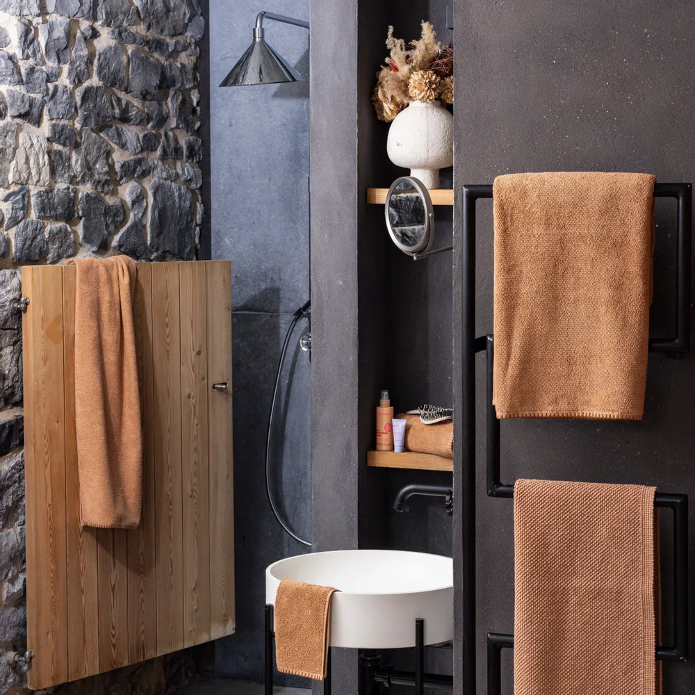 Serviettes de bain - Serviette de toilette Bora Cannelle 50 x 100 - MAISON VIVARAISE - SDE VIVARAISE WINKLER