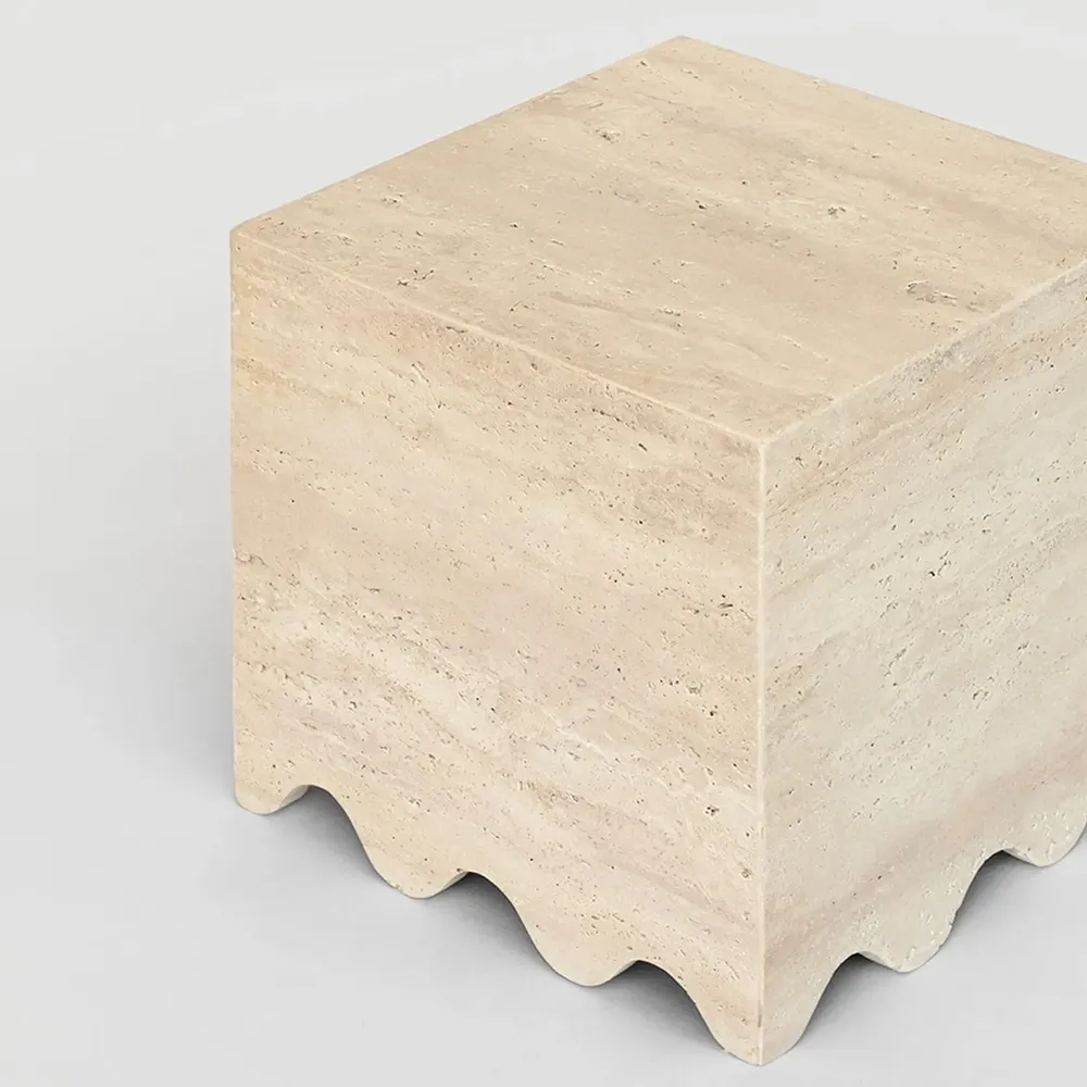 Coffee tables - TRAVERTINE SIDE TABLE 'FLOW' - KIWANO CONCEPT