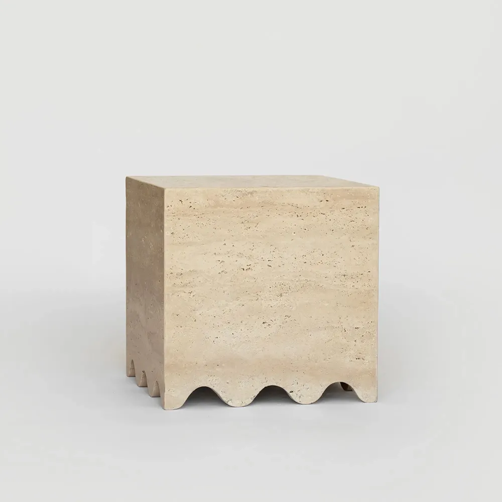 Coffee tables - TRAVERTINE SIDE TABLE 'FLOW' - KIWANO CONCEPT
