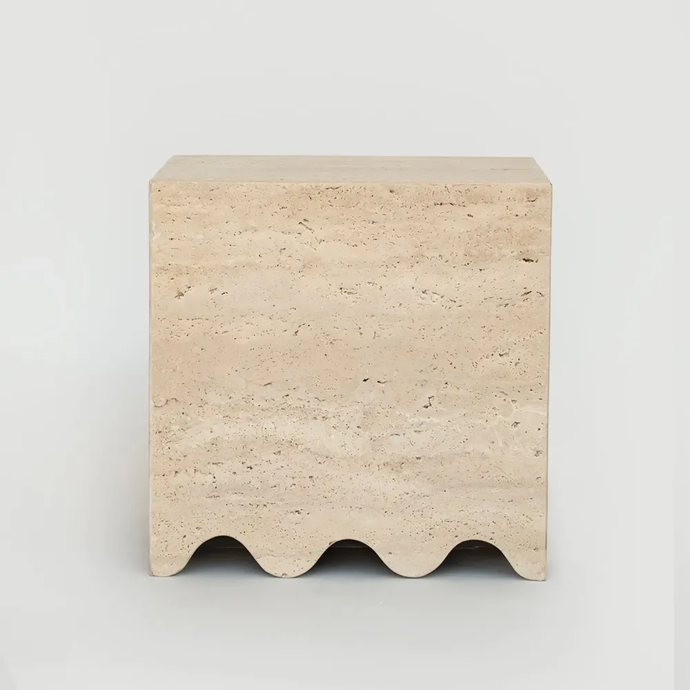 Coffee tables - TRAVERTINE SIDE TABLE 'FLOW' - KIWANO CONCEPT