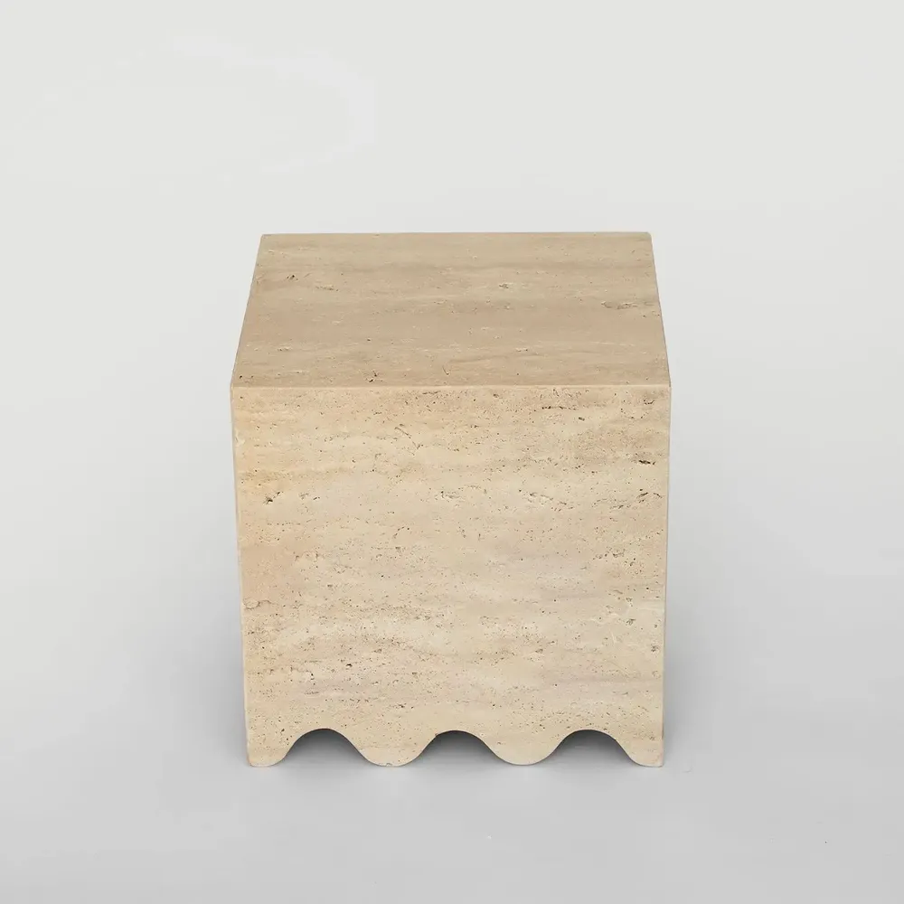 Coffee tables - TRAVERTINE SIDE TABLE 'FLOW' - KIWANO CONCEPT