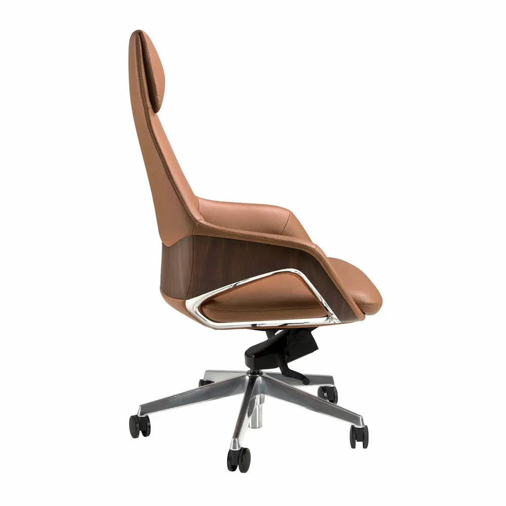 Chaises - Fauteuil de bureau pivotant en similicuir marron - ANGEL CERDÁ