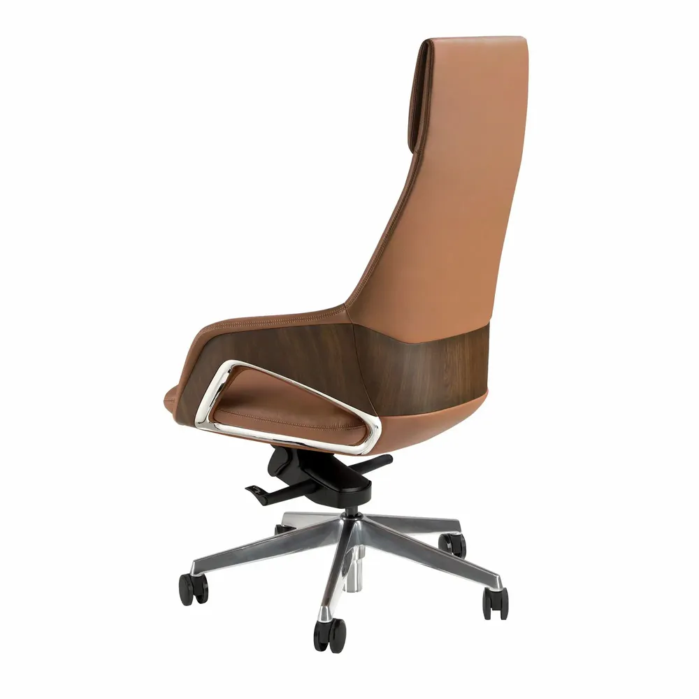 Chaises - Fauteuil de bureau pivotant en similicuir marron - ANGEL CERDÁ