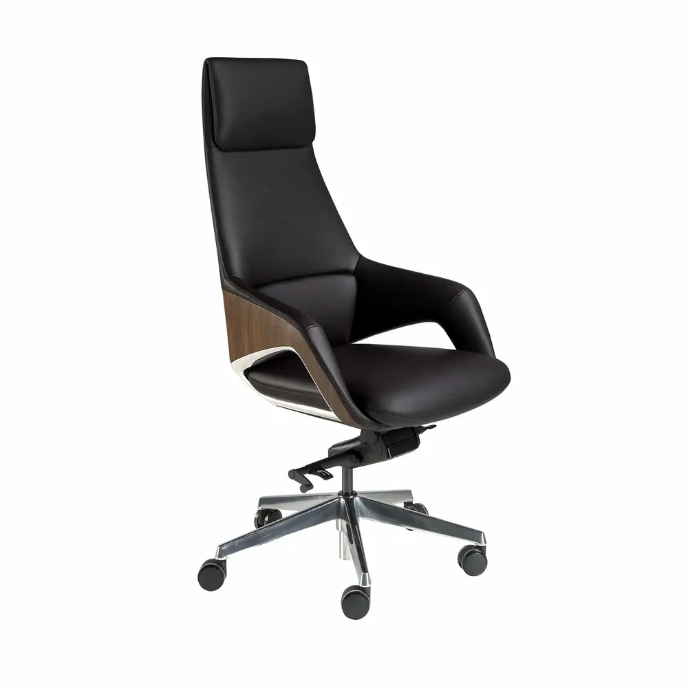 Chaises - Fauteuil de bureau pivotant en similicuir noir - ANGEL CERDÁ