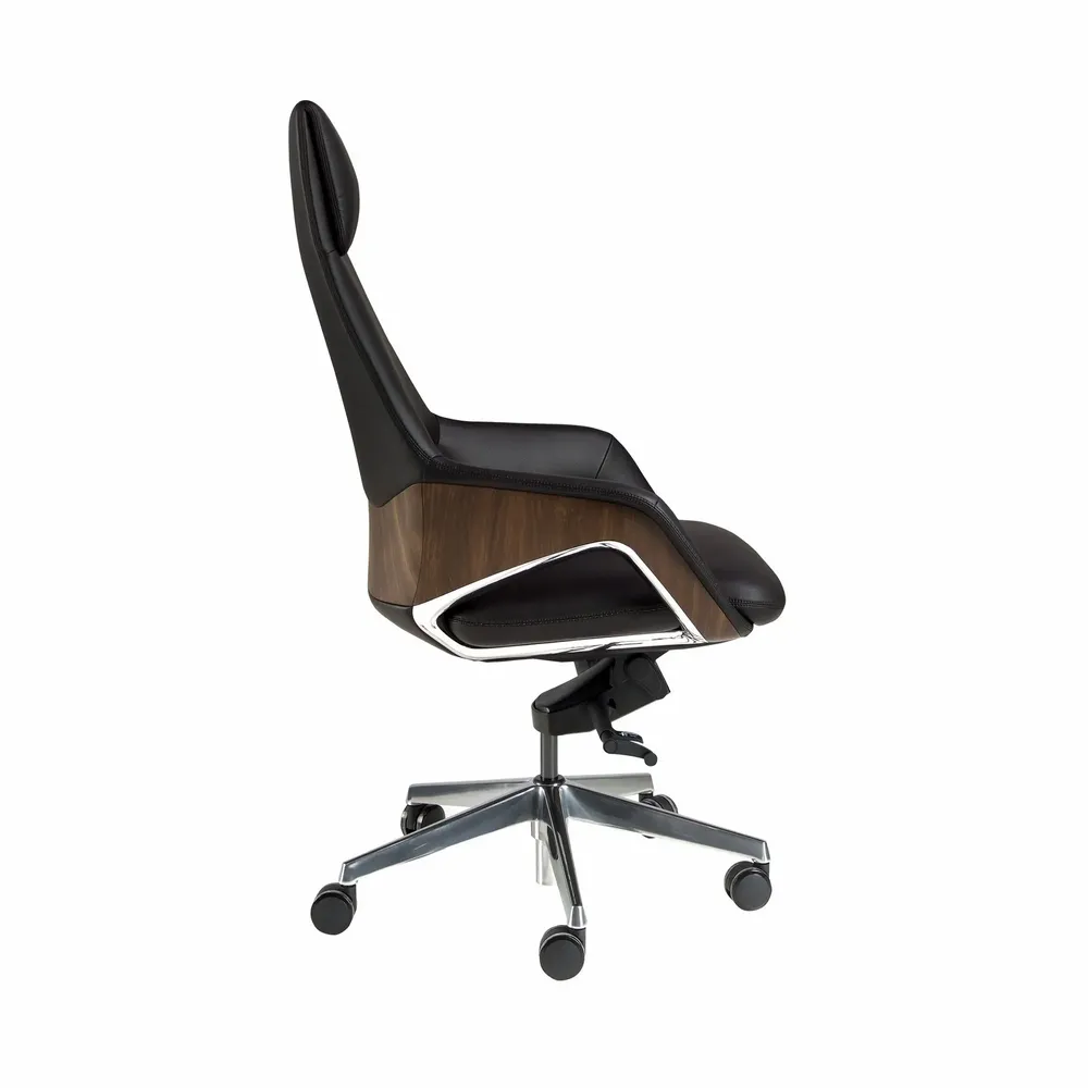 Chaises - Fauteuil de bureau pivotant en similicuir noir - ANGEL CERDÁ