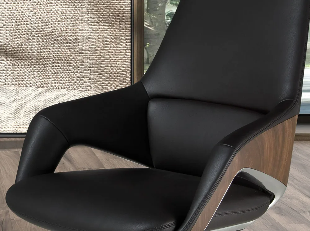 Chaises - Fauteuil de bureau pivotant en similicuir noir - ANGEL CERDÁ