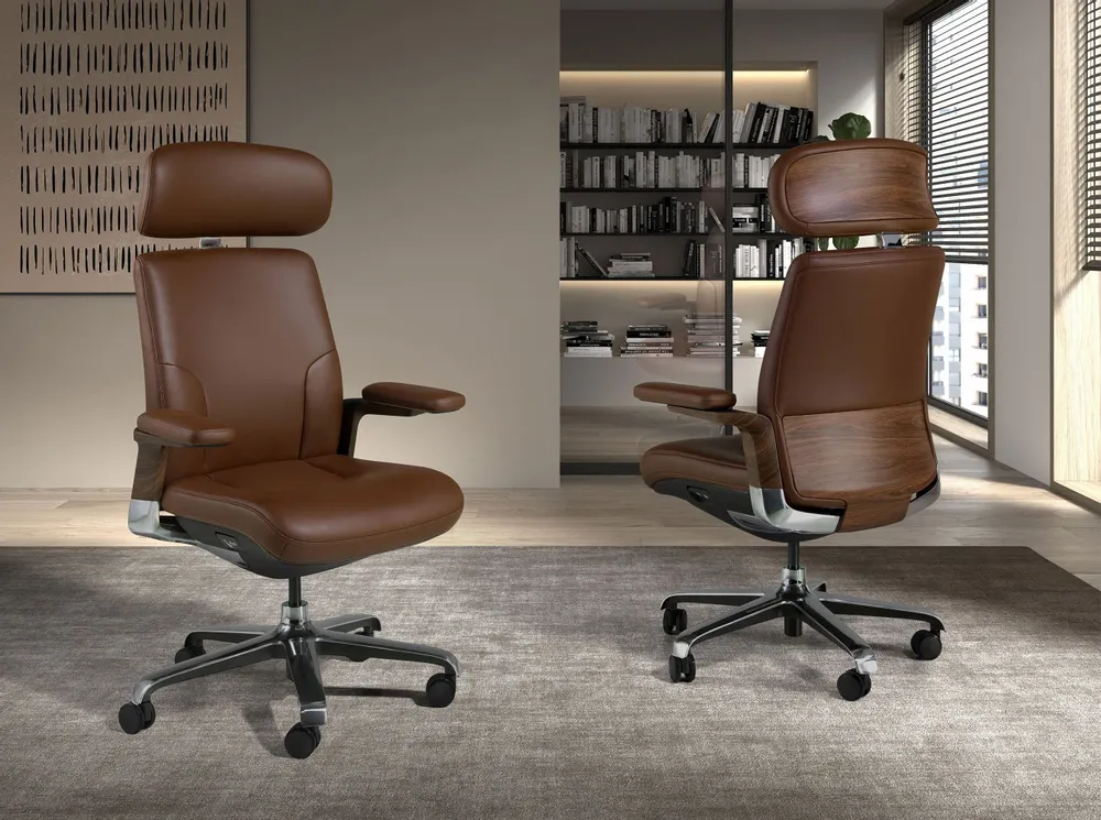 Chairs - Brown leatherette Swivel Office Chair - ANGEL CERDÁ