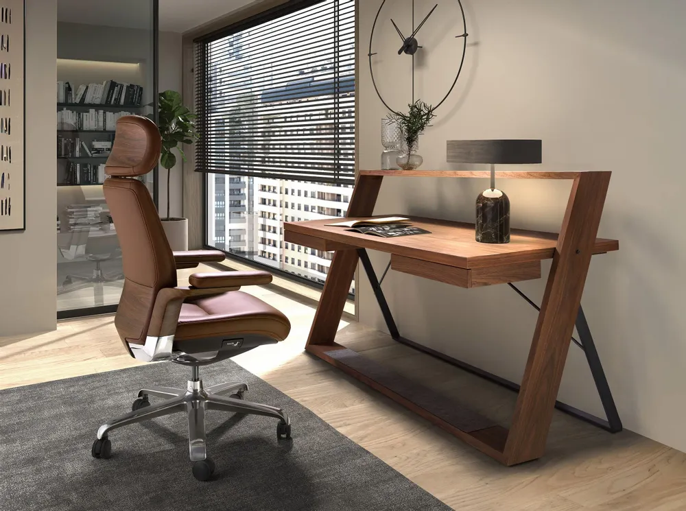 Chairs - Brown leatherette Swivel Office Chair - ANGEL CERDÁ