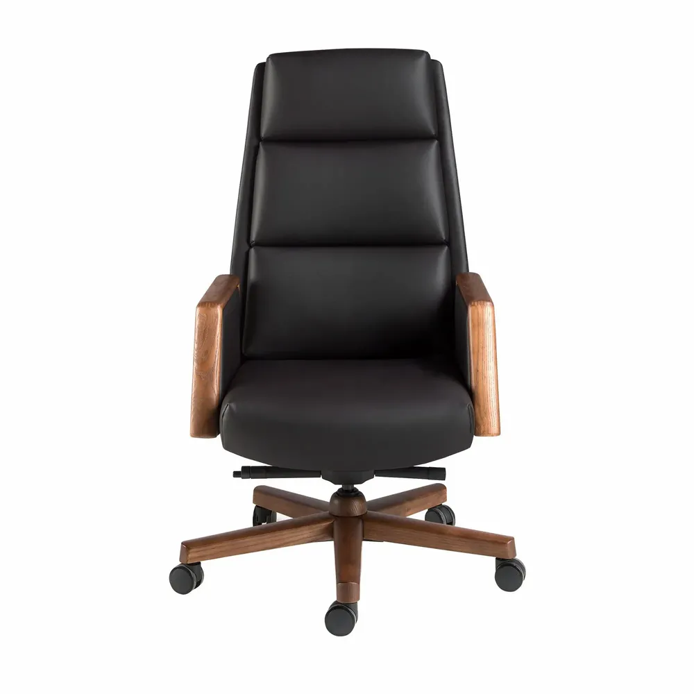 Chaises - Fauteuil de bureau pivotant en similicuir noir - ANGEL CERDÁ