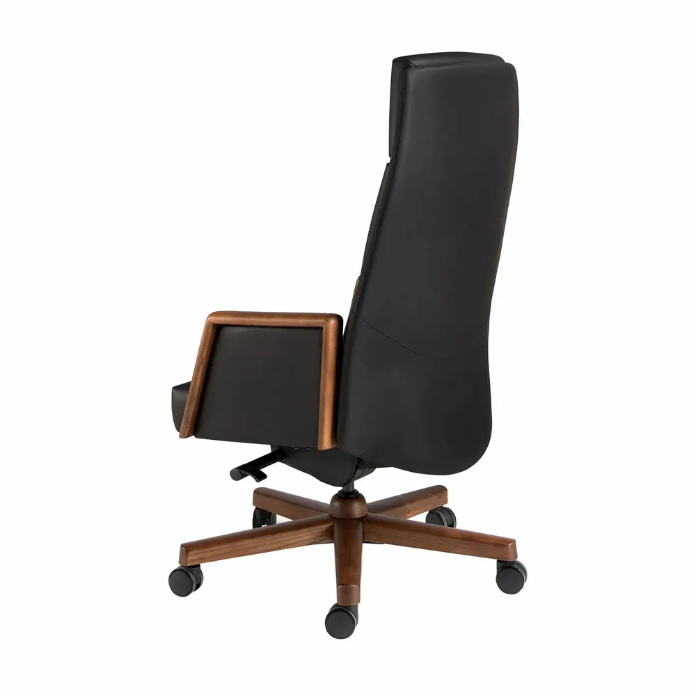 Chaises - Fauteuil de bureau pivotant en similicuir noir - ANGEL CERDÁ