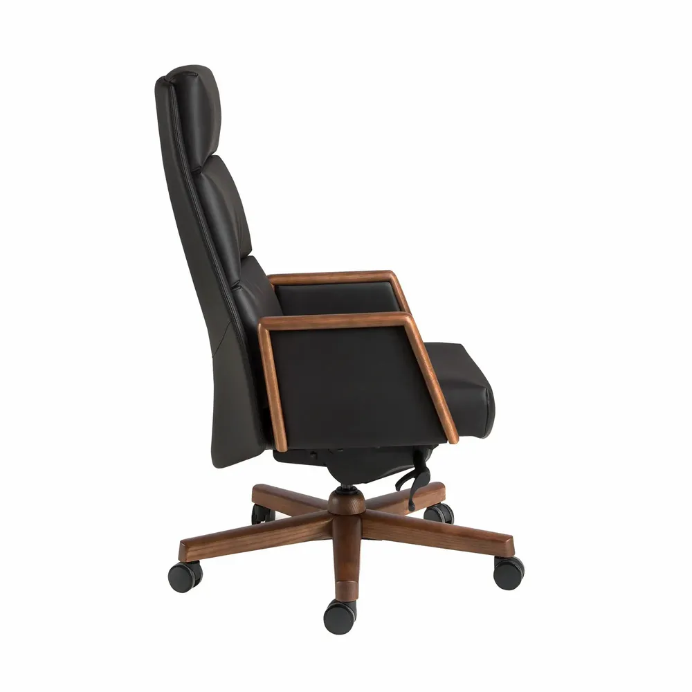 Chaises - Fauteuil de bureau pivotant en similicuir noir - ANGEL CERDÁ