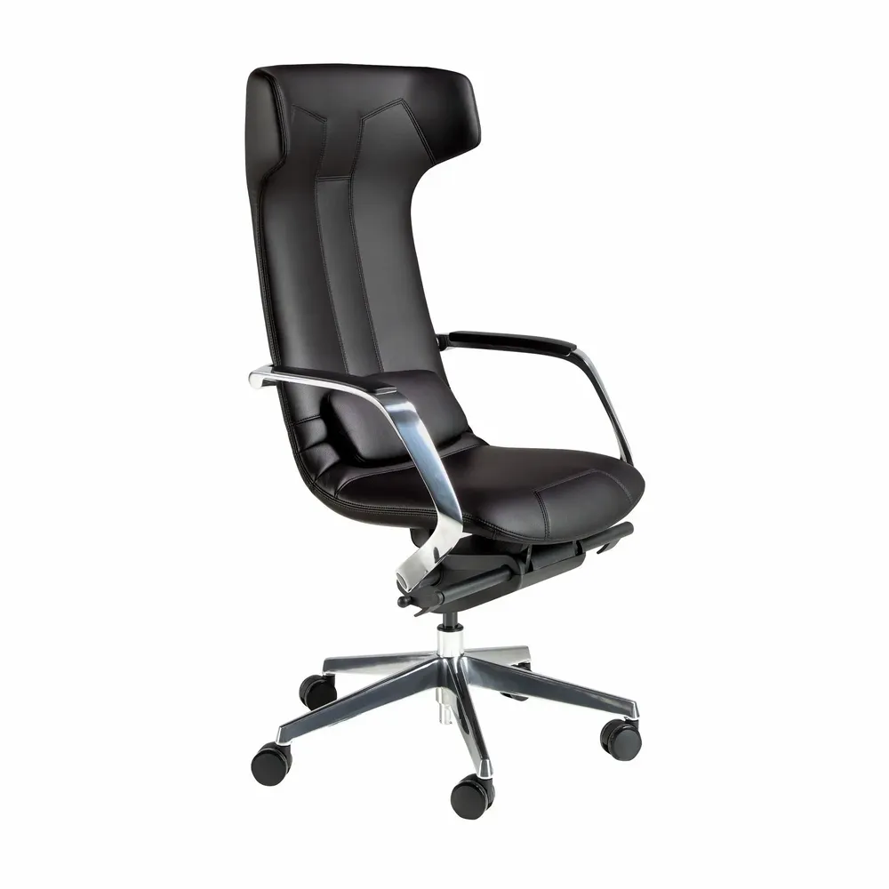 Chaises - Fauteuil de bureau pivotant en similicuir noir - ANGEL CERDÁ