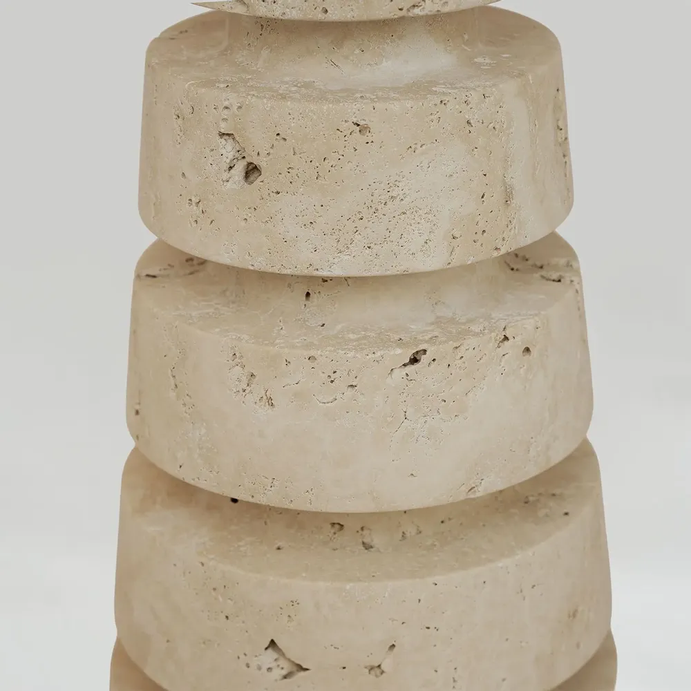 Coffee tables - TRAVERTINE 'LAYERED CONE' SIDE TABLE - KIWANO CONCEPT