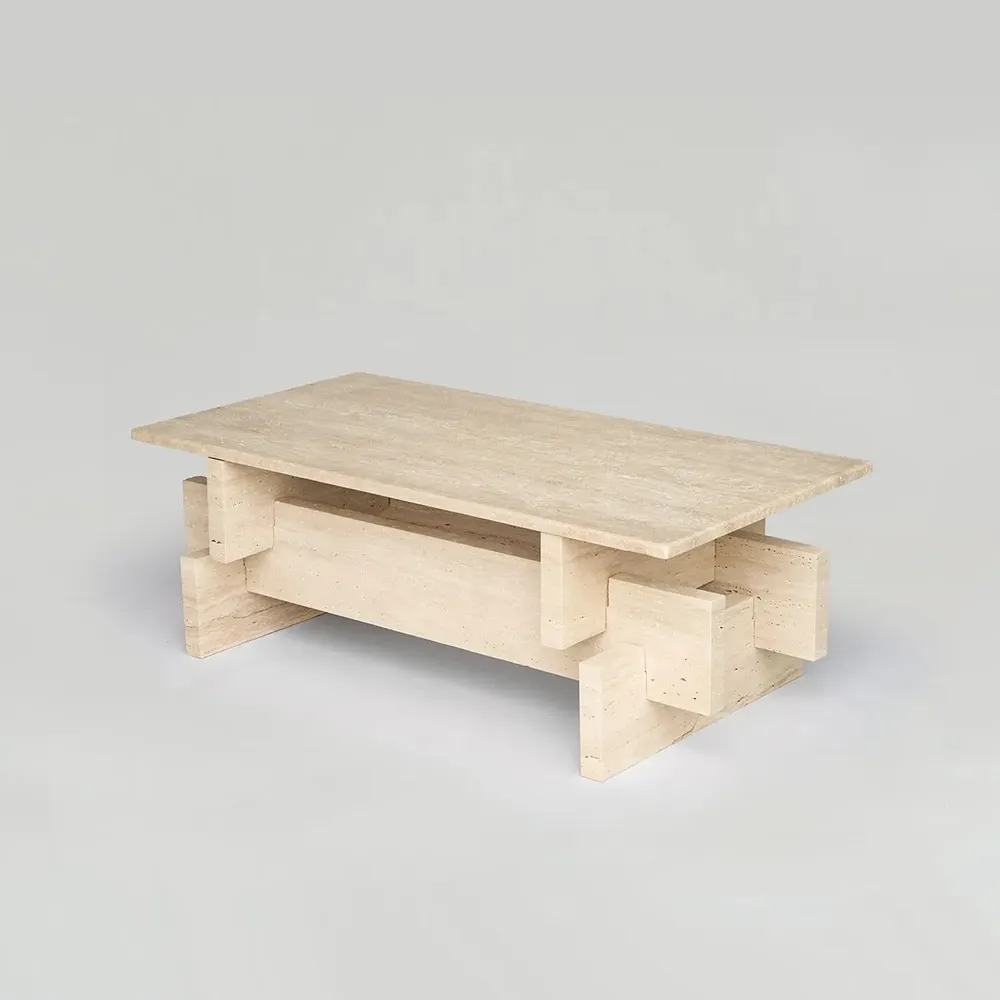 Tables basses - TRAVERTINE COFFEE TABLE 'BERLIN' - KIWANO CONCEPT