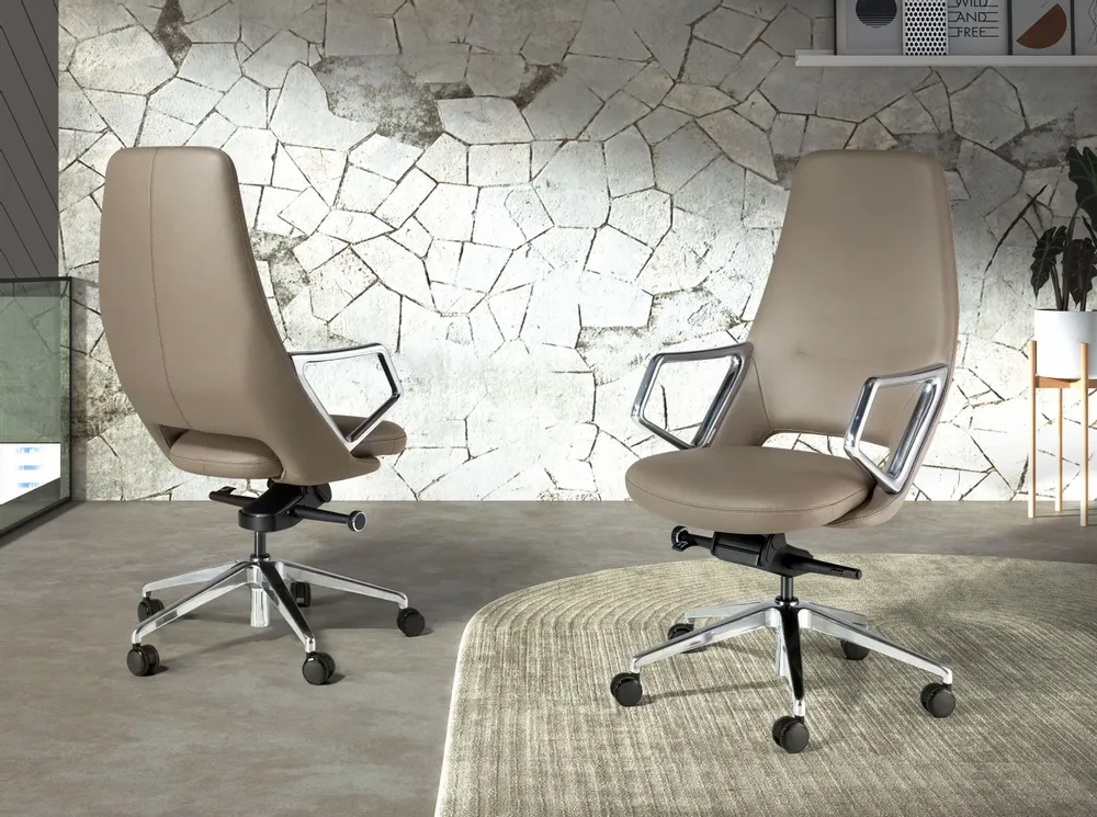 Chairs - Grey leatherette  swivel office chair - ANGEL CERDÁ