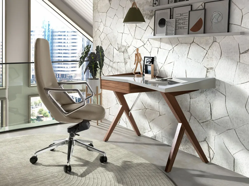 Chairs - Grey leatherette  swivel office chair - ANGEL CERDÁ