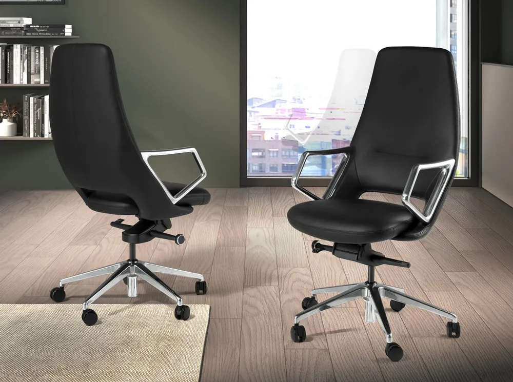 Chairs - Black leatherette  swivel office chair - ANGEL CERDÁ
