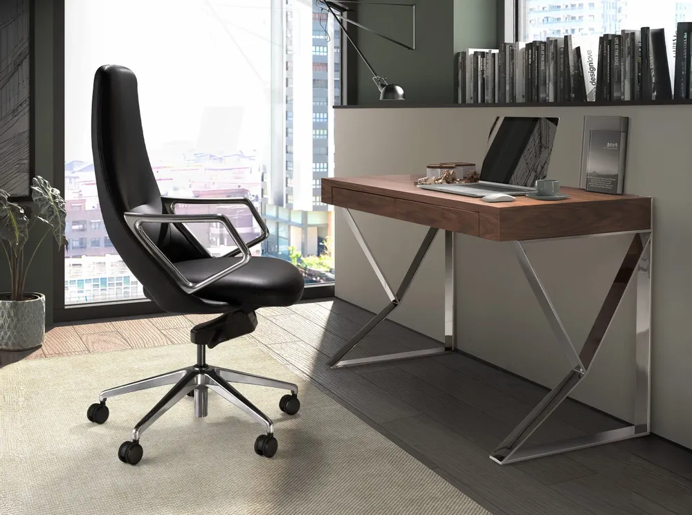 Chairs - Black leatherette  swivel office chair - ANGEL CERDÁ