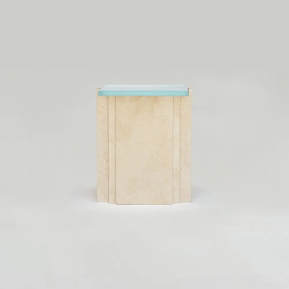 Tables basses - TRAVERTINE - GLASS SIDE TABLE 'LLOYD' - KIWANO CONCEPT