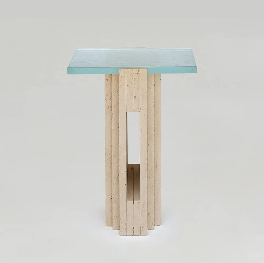 Tables basses - TRAVERTINE - GLASS SIDE TABLE 'LLOYD' - KIWANO CONCEPT