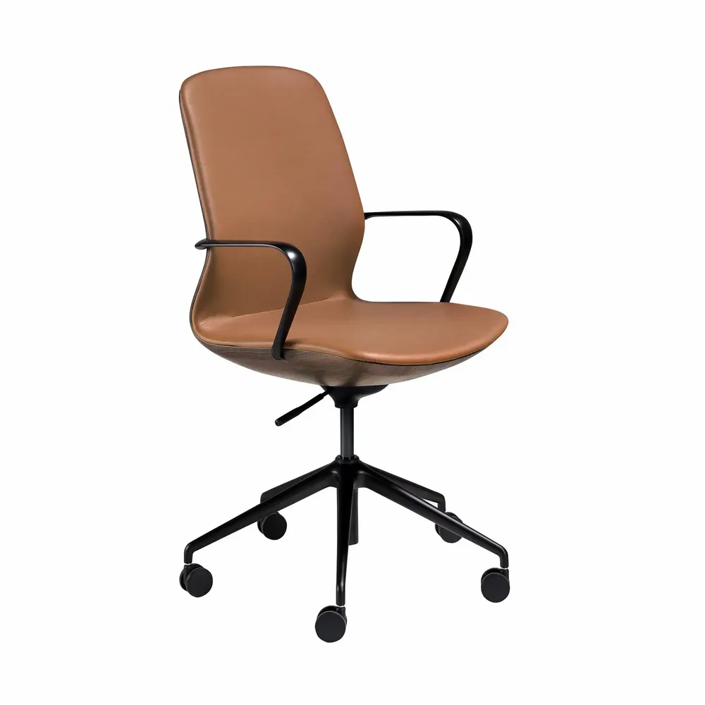 Chairs - Brown leatherette  swivel office chair - ANGEL CERDÁ