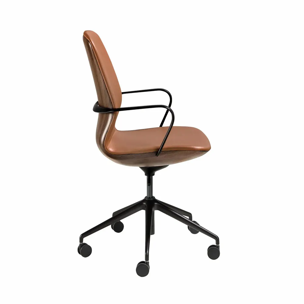 Chairs - Brown leatherette  swivel office chair - ANGEL CERDÁ