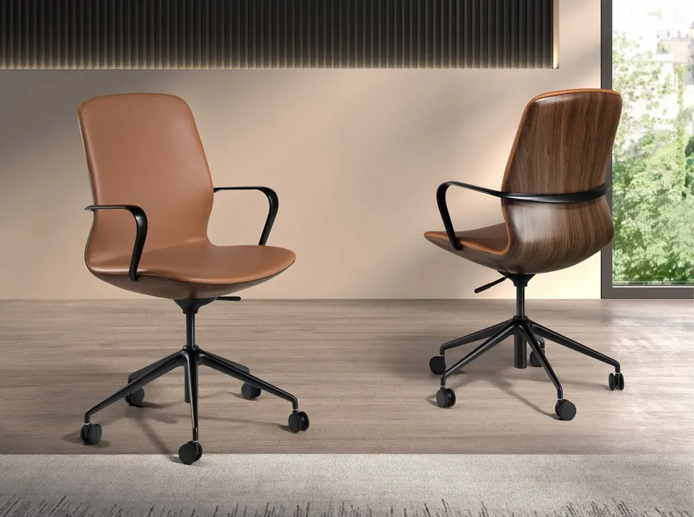 Chairs - Brown leatherette  swivel office chair - ANGEL CERDÁ