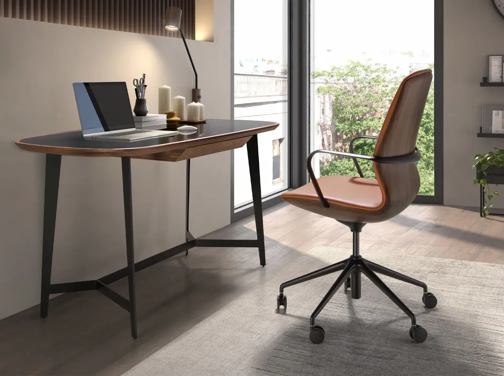Chairs - Brown leatherette  swivel office chair - ANGEL CERDÁ
