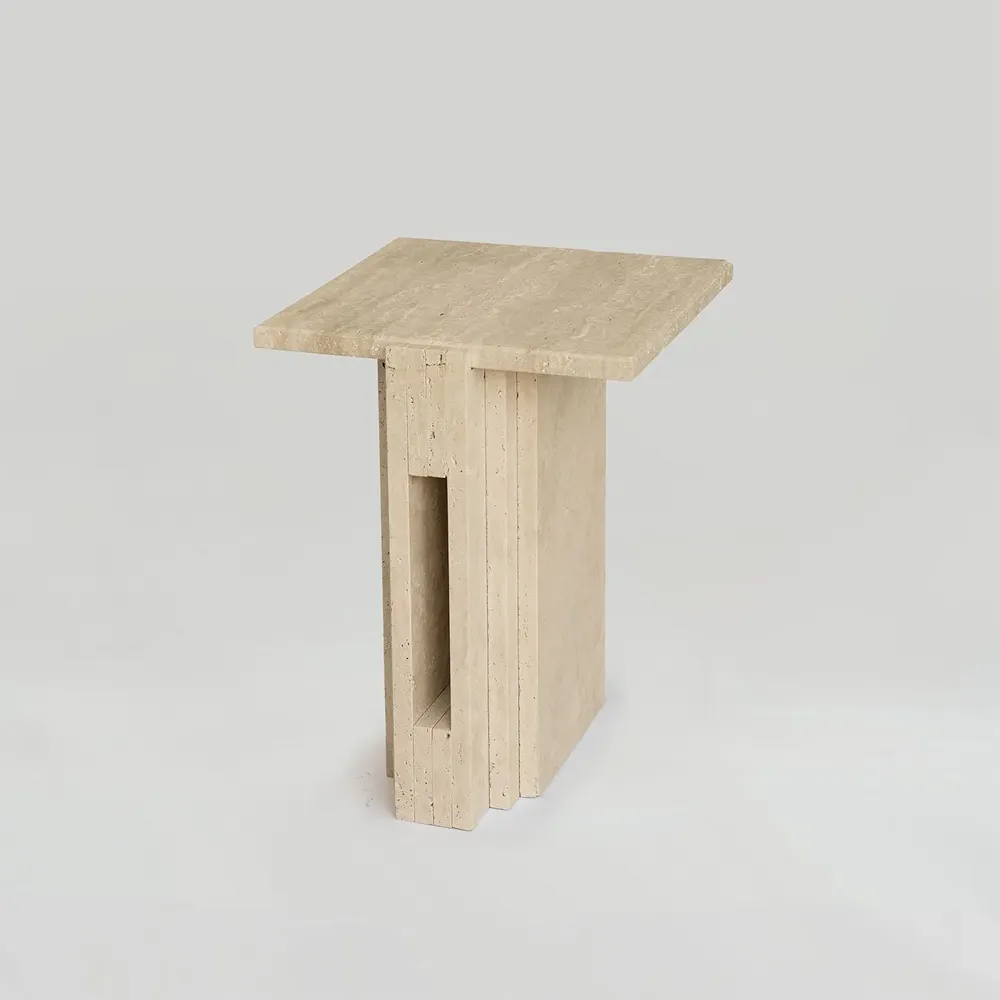 Tables basses - TRAVERTINE SIDE TABLE 'LLOYD' - KIWANO CONCEPT