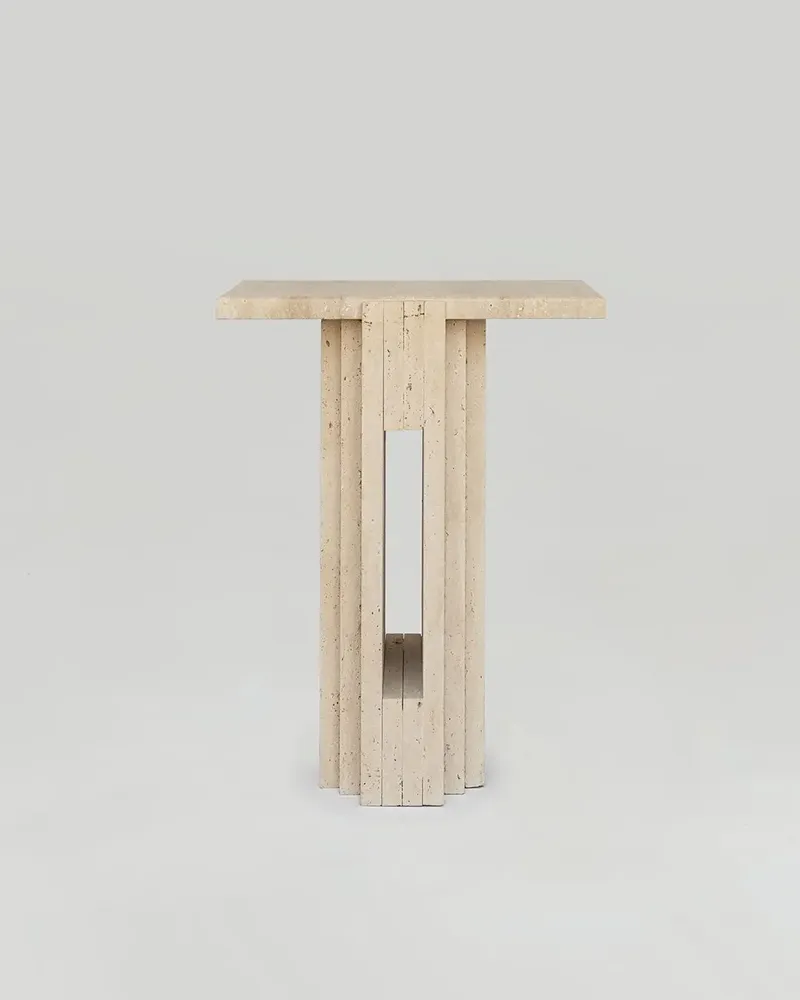 Tables basses - TRAVERTINE SIDE TABLE 'LLOYD' - KIWANO CONCEPT