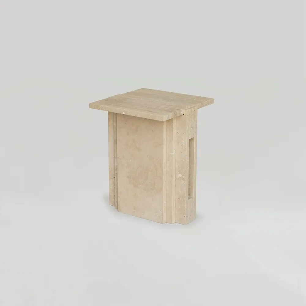 Tables basses - TRAVERTINE SIDE TABLE 'LLOYD' - KIWANO CONCEPT