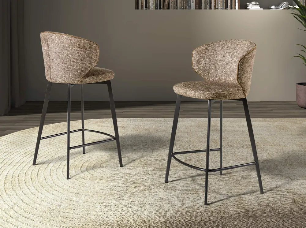 Stools - Stool upholstered in mottled brown fabric - ANGEL CERDÁ
