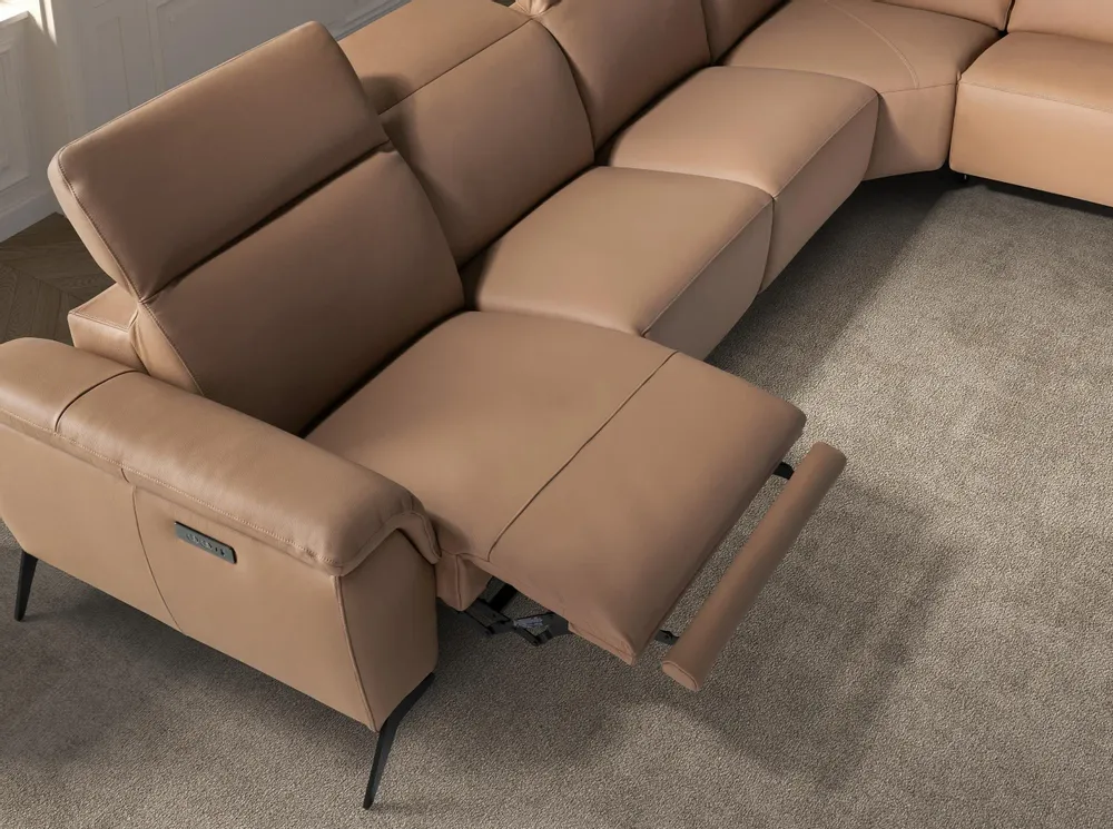 Canapés - Canapé d´angle relax modulaire droit en cuir marron - ANGEL CERDÁ