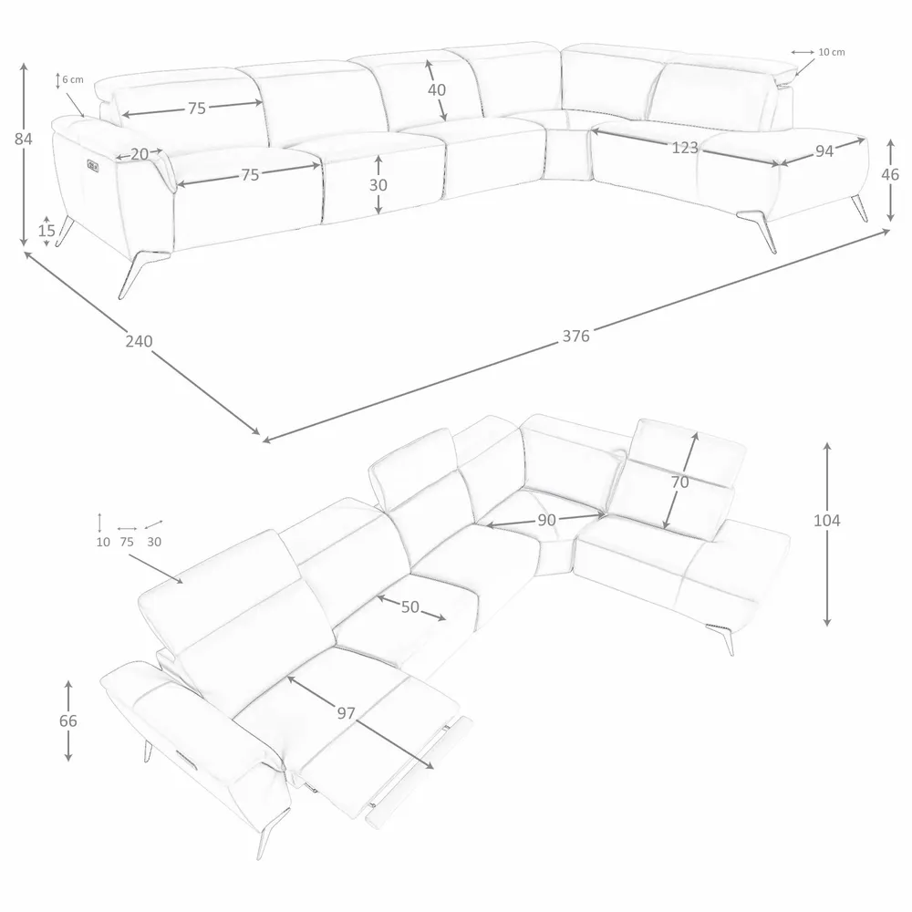 Canapés - Canapé d´angle relax modulaire droit en cuir marron - ANGEL CERDÁ
