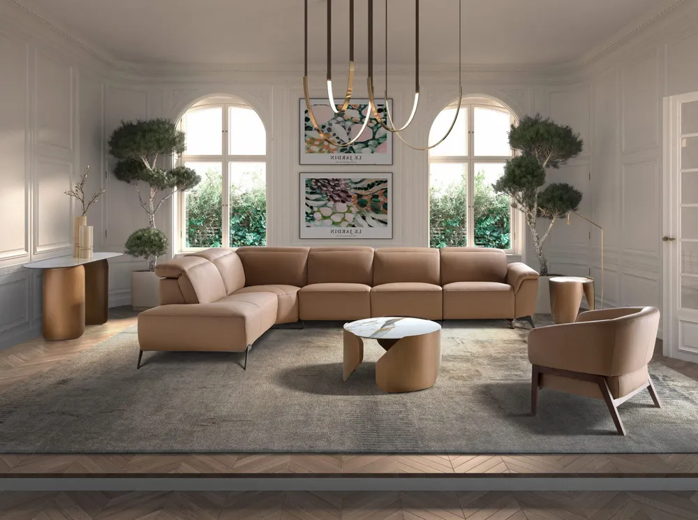 Canapés - Canapé d'angle relax modulaire gauche en cuir marron - ANGEL CERDÁ