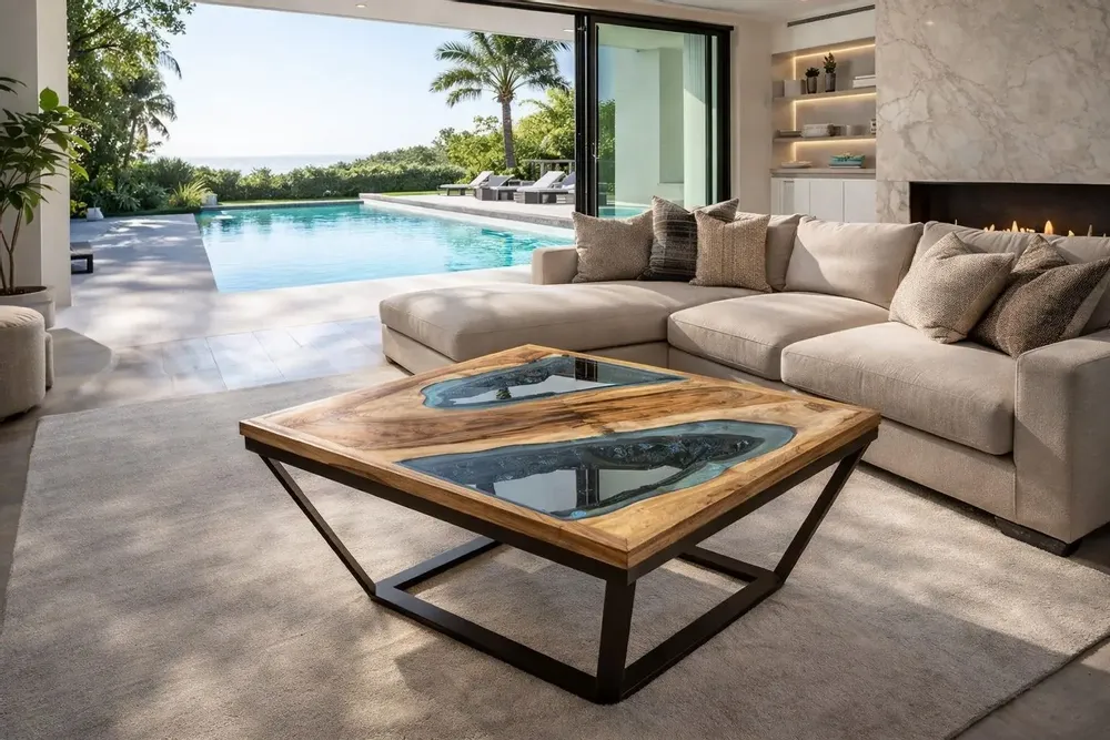 Pièces uniques - Table basse "Les deux Lacs" - HERON DESIGN