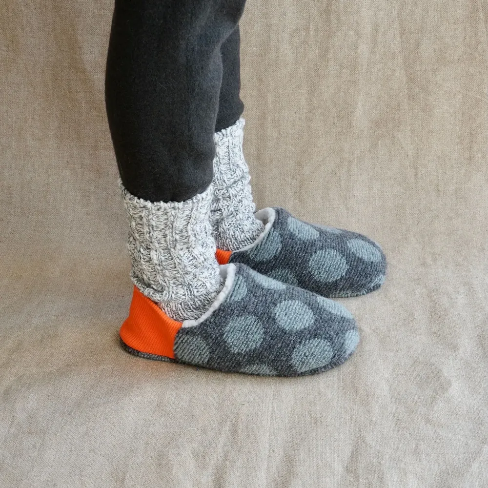 Socks - JAPAN MADE Reversible room shoes / Dot Pile × Sheep Boa - MERIPPA