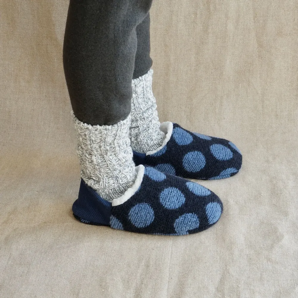 Socks - JAPAN MADE Reversible room shoes / Dot Pile × Sheep Boa - MERIPPA