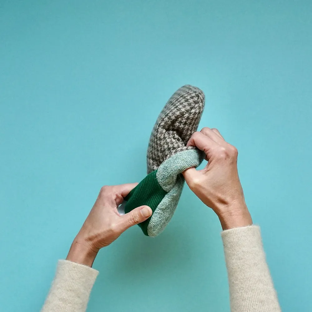 Chaussettes - JAPAN MADE Reversible room shoes / Houndstooth Check × Two Face - MERIPPA