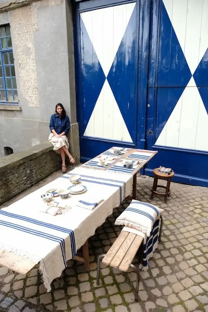 Throw blankets - THE INDIGO STRIPE Pillow covers, pièces de lin and coverlets - LIBECO HOME