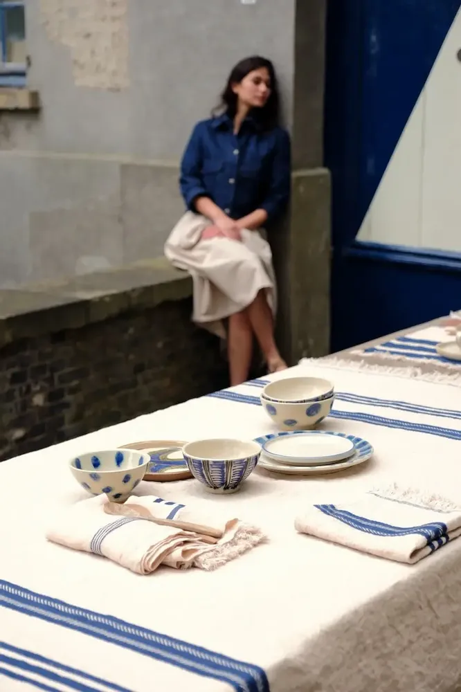 Throw blankets - THE INDIGO STRIPE Pillow covers, pièces de lin and coverlets - LIBECO HOME