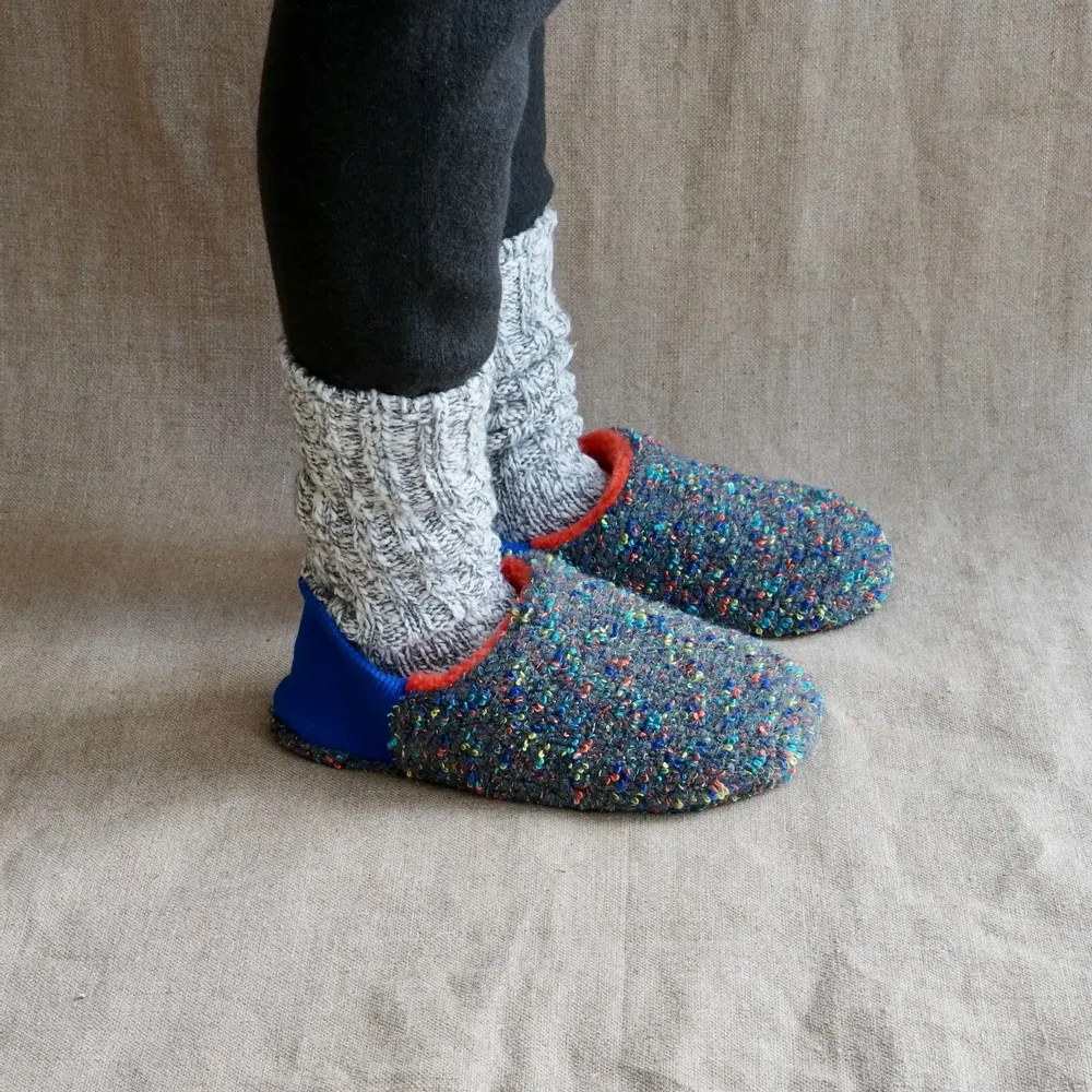 Chaussettes - JAPAN MADE Reversible room shoes / Fancy Pile × Vintage Sheep Boa - MERIPPA