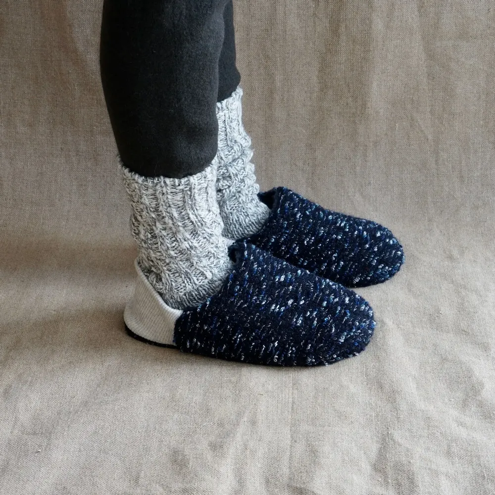 Chaussettes - JAPAN MADE Reversible room shoes / Fancy Pile × Vintage Sheep Boa - MERIPPA