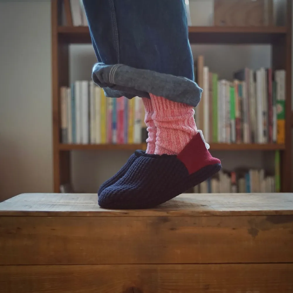 Chaussettes - JAPAN MADE Reversible room shoes / Waffle Knit × Micro Boa - MERIPPA