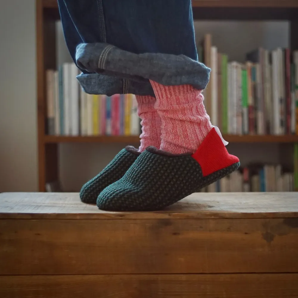 Chaussettes - JAPAN MADE Reversible room shoes / Waffle Knit × Micro Boa - MERIPPA